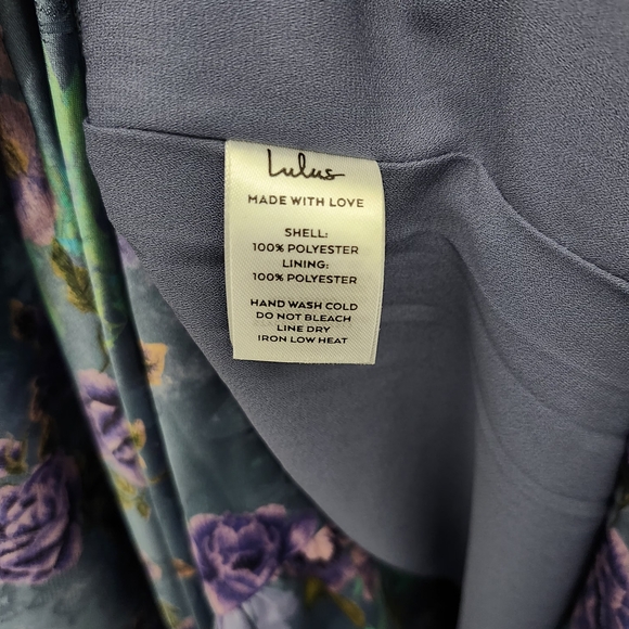 Lulu's Sweet Like Sangria Blue Floral Midi Dress with Ruffle Straps Size XXL - Picture 8 of 9